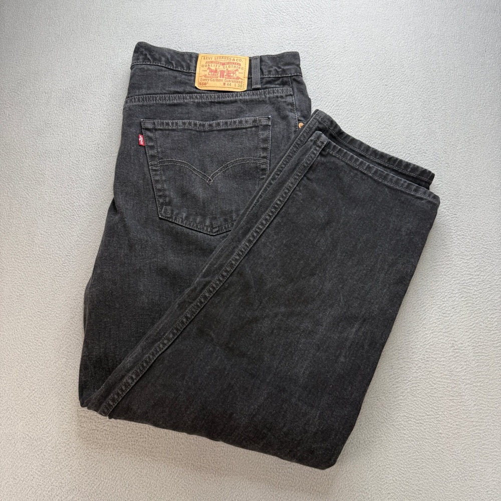 VTG Levis 550 Relaxed Fit Jeans Mens 44x30 (FIT 42x29) Black Cotton Denim Y2K